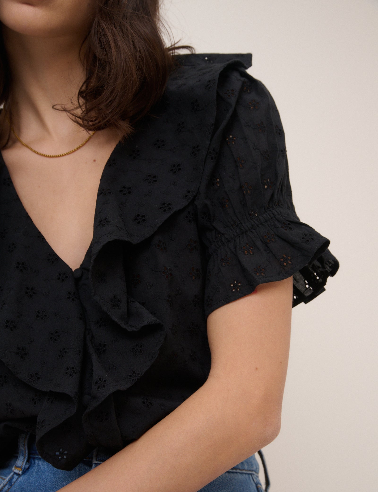 Black V-Neck Whitney Blouse