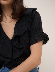 Black V-Neck Whitney Blouse