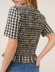 Gingham Shirred Top