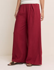 Red Wide Leg Linen-Blend Jerrow Trousers