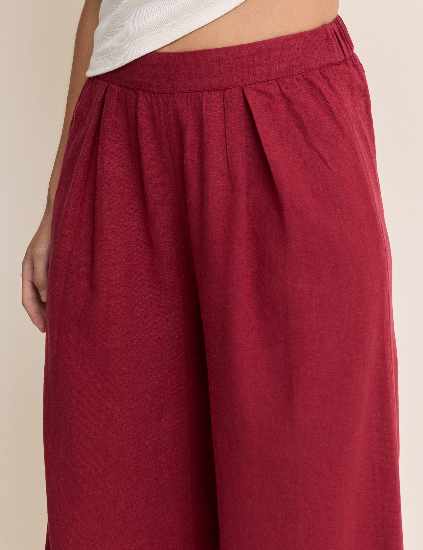 Red Wide Leg Linen-Blend Jerrow Trousers