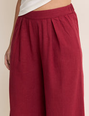 Red Wide Leg Linen-Blend Jerrow Trousers