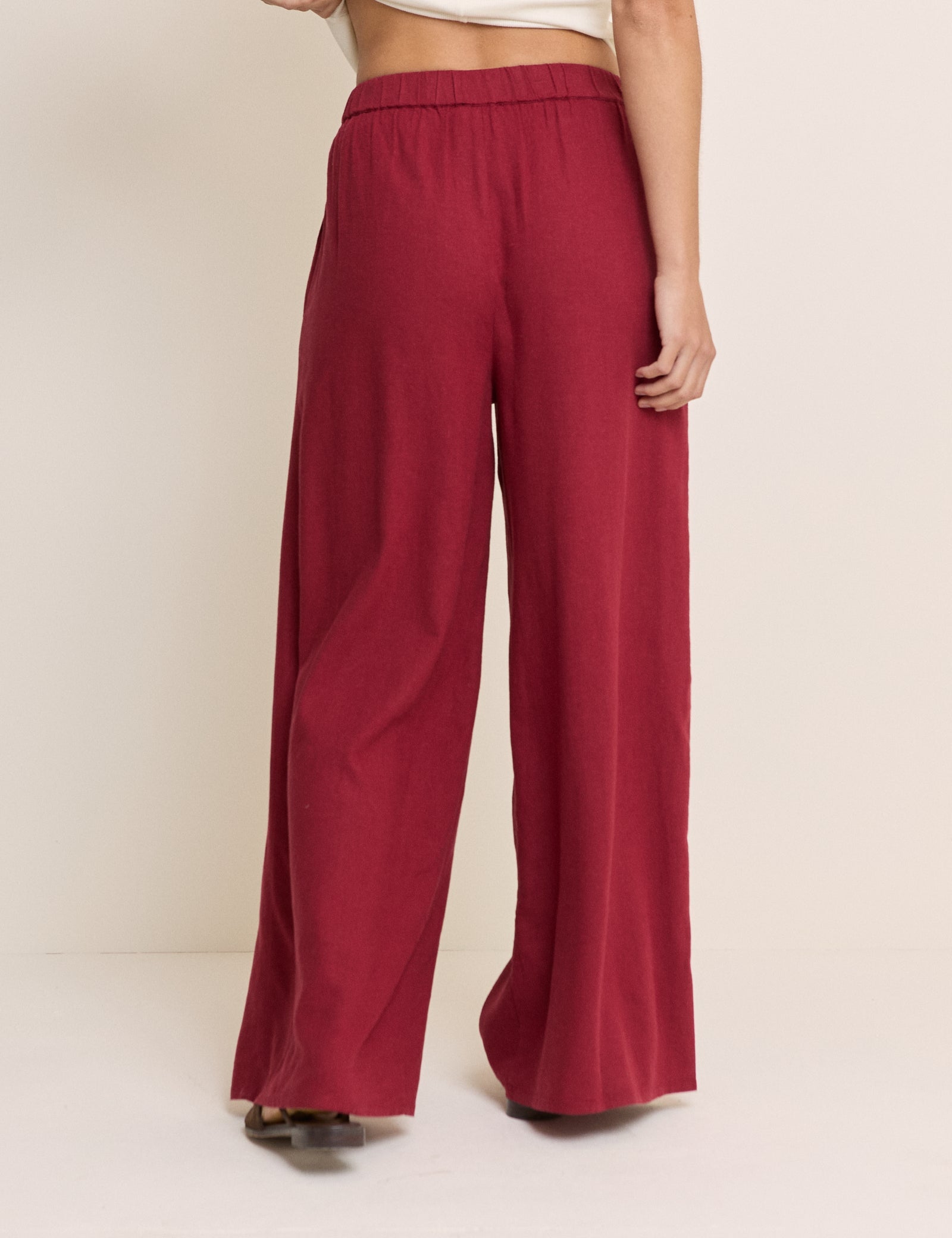 Red Wide Leg Linen-Blend Jerrow Trousers