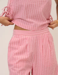 Pink Pinstripe Wide Leg Trouser