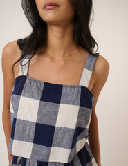 Navy Gingham Top & Shorts Set
