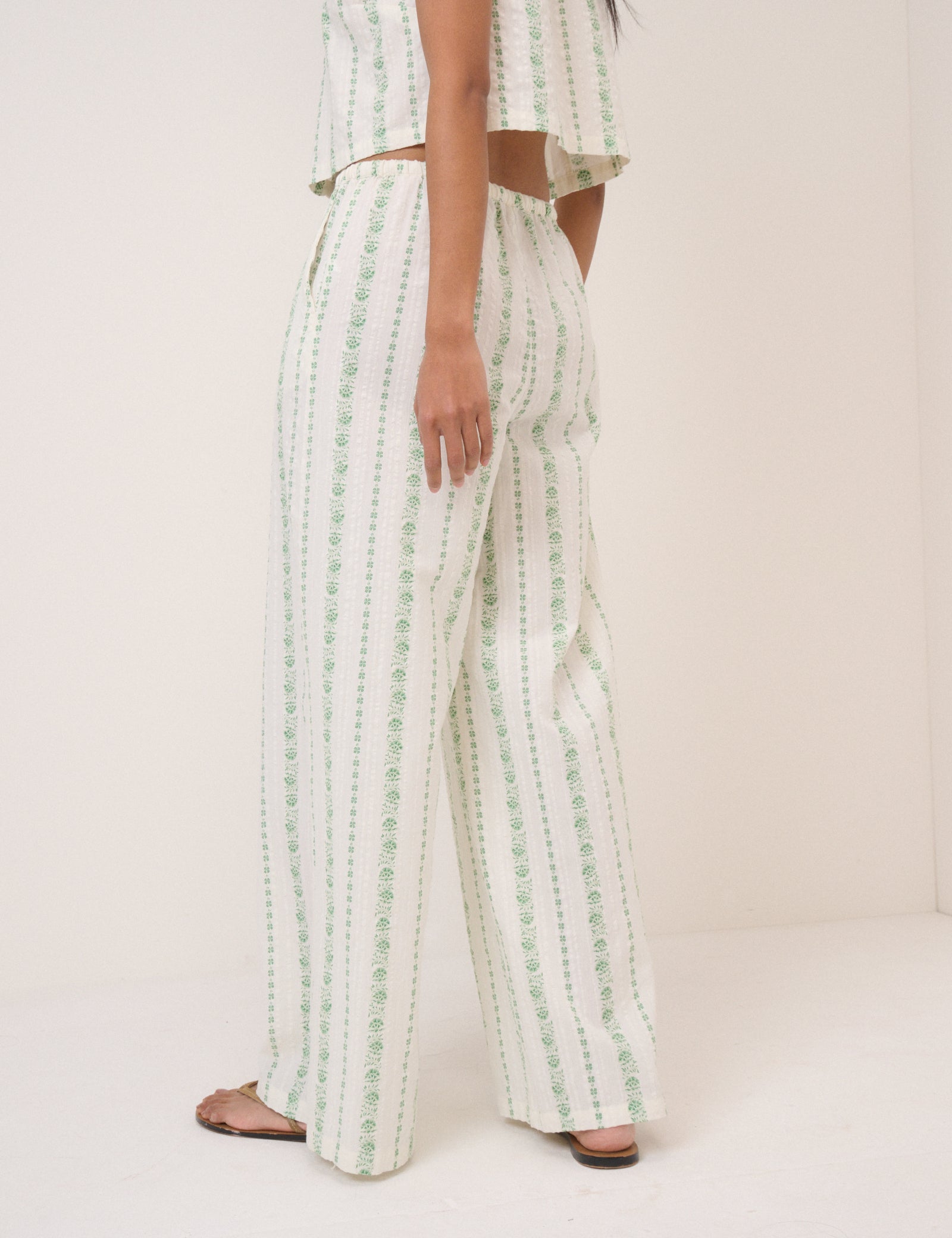 White Floral Reese Wide Leg Trousers