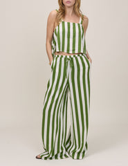 Green Striped Reese Wide Leg Trousers