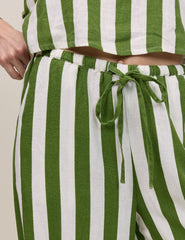 Green Striped Reese Wide Leg Trousers