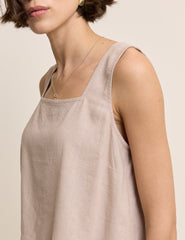 Beige Linen-blend Top