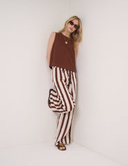 Brown Linen-blend Stirling Top