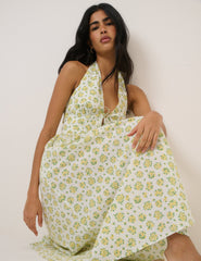 Yellow Floral Halter Neck  Lilijana Midi Dress