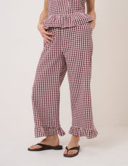 Burgundy Gingham Top & Trouser Set