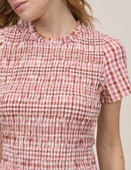 Pink Gingham Ruched Martha Mini Dress