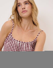 Burgundy Gingham Top & Trouser Set