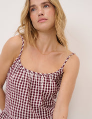 Burgundy Gingham Top