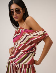 Multi-coloured Striped Top & Trouser Set