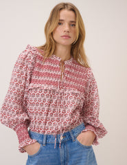Pink Shirred Blouse
