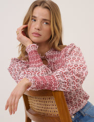 Pink Shirred Blouse
