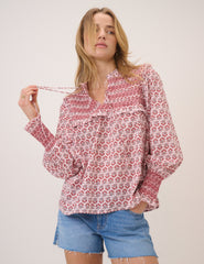 Pink Shirred Blouse