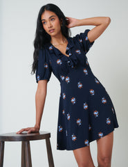Navy Floral Fae Mini Dress