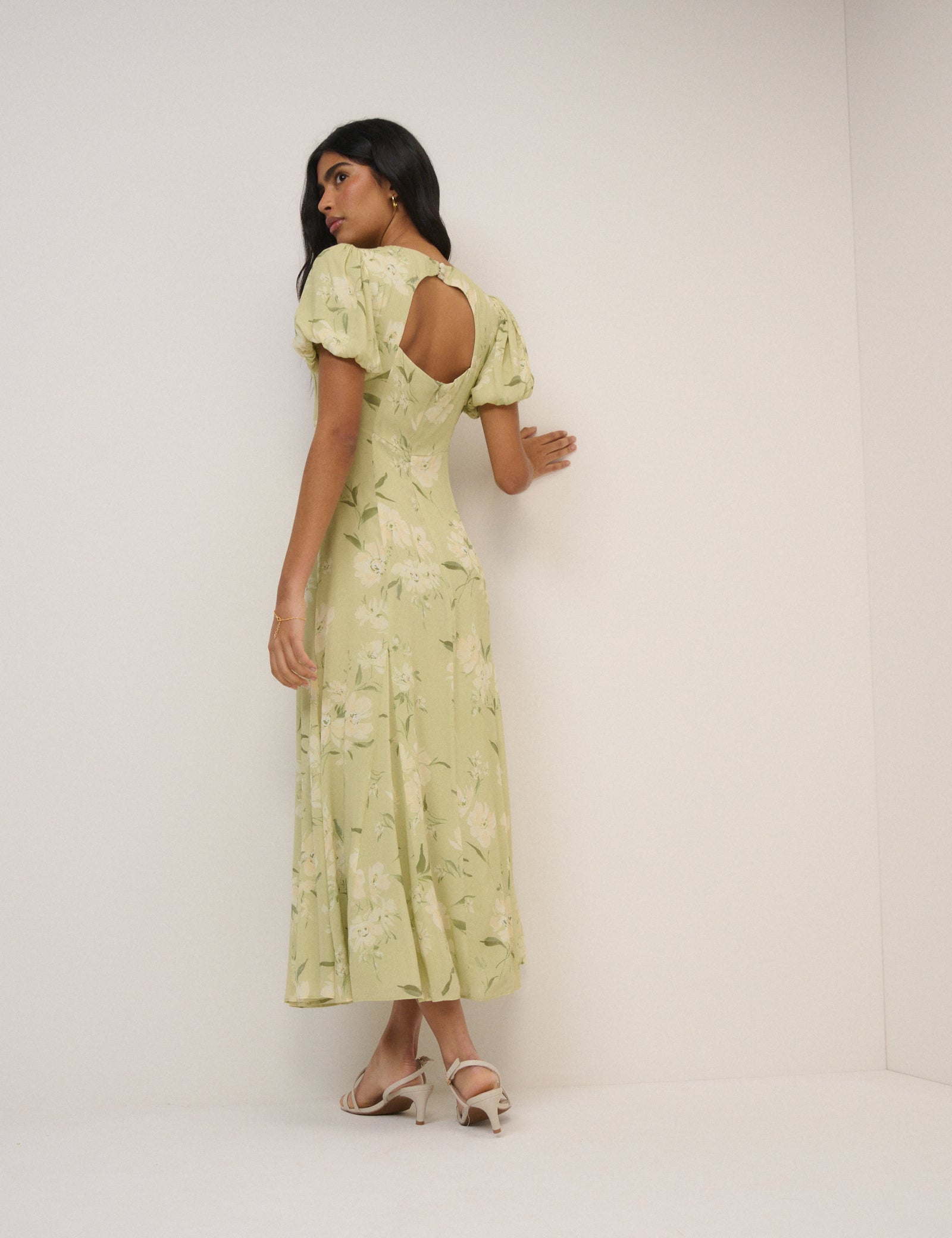 Sage Floral Chiffon Juno Maxi Dress