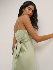 Sage Satin Strappy Ellison Mixi Dress