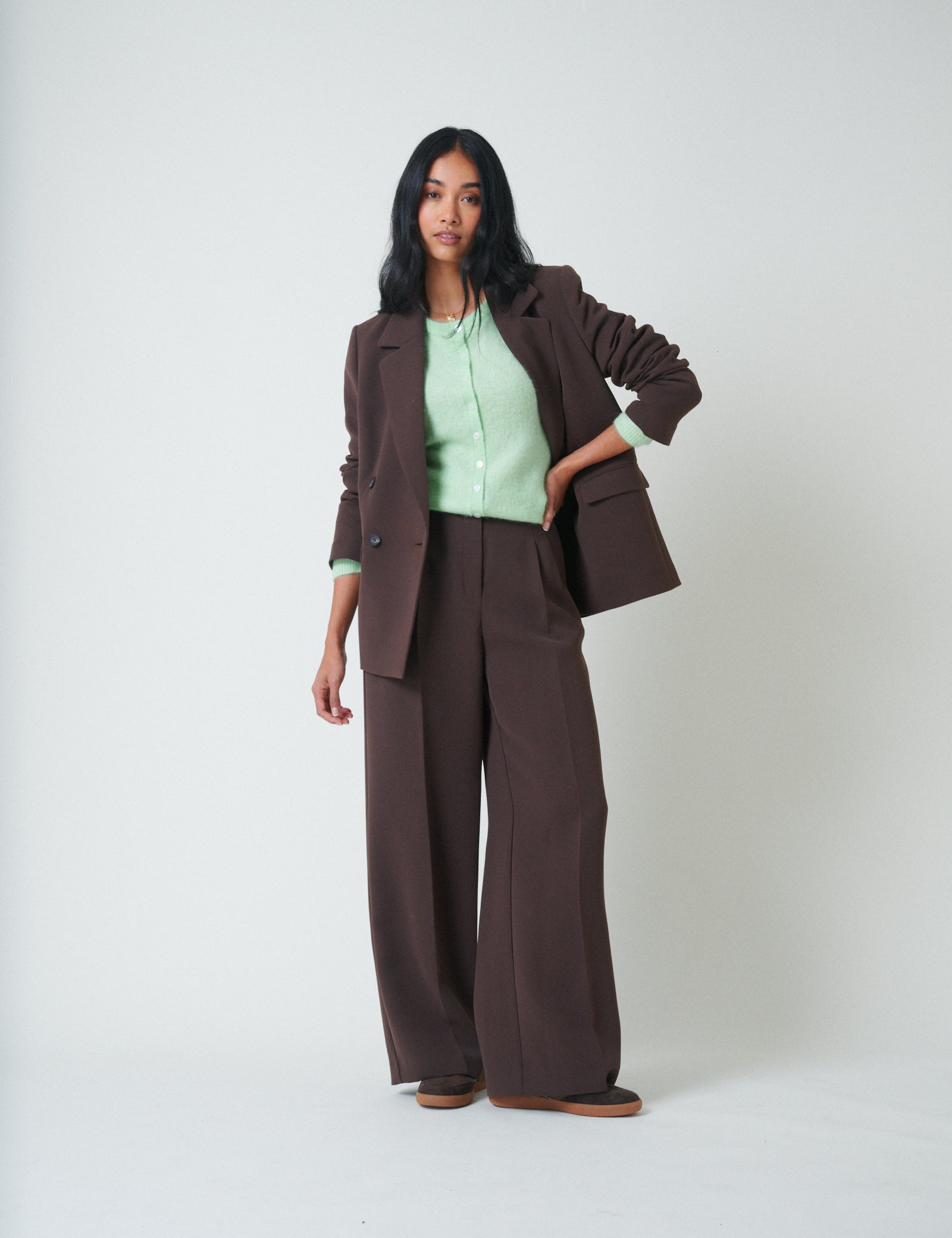Mint Green Wool Blend Cardigan