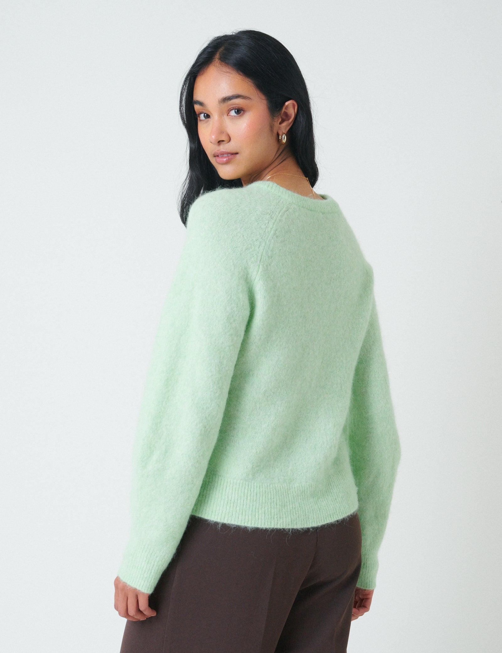 Mint Green Wool Blend Cardigan