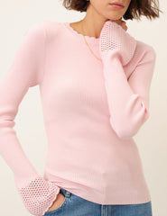 Pink Crochet Trim Knitted Top