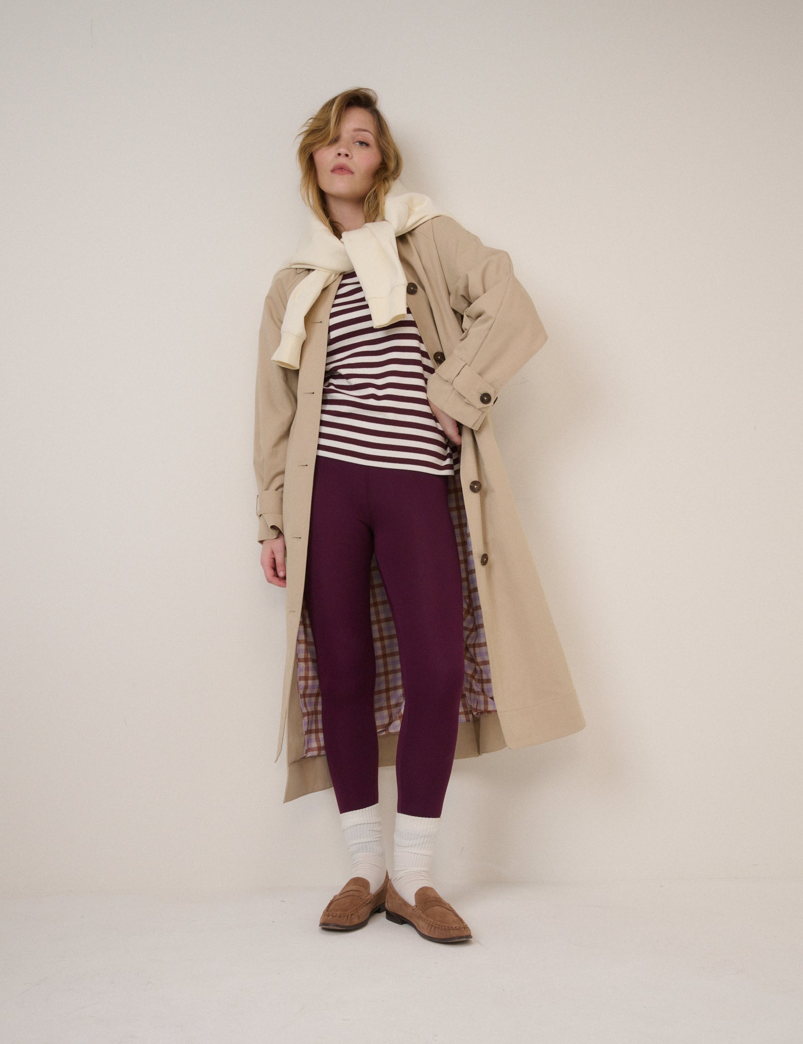 Burgundy Striped Long Sleeve T-Shirt