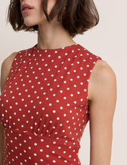 Red Polka Dot Jersey Sleeveless Tate Mini Dress