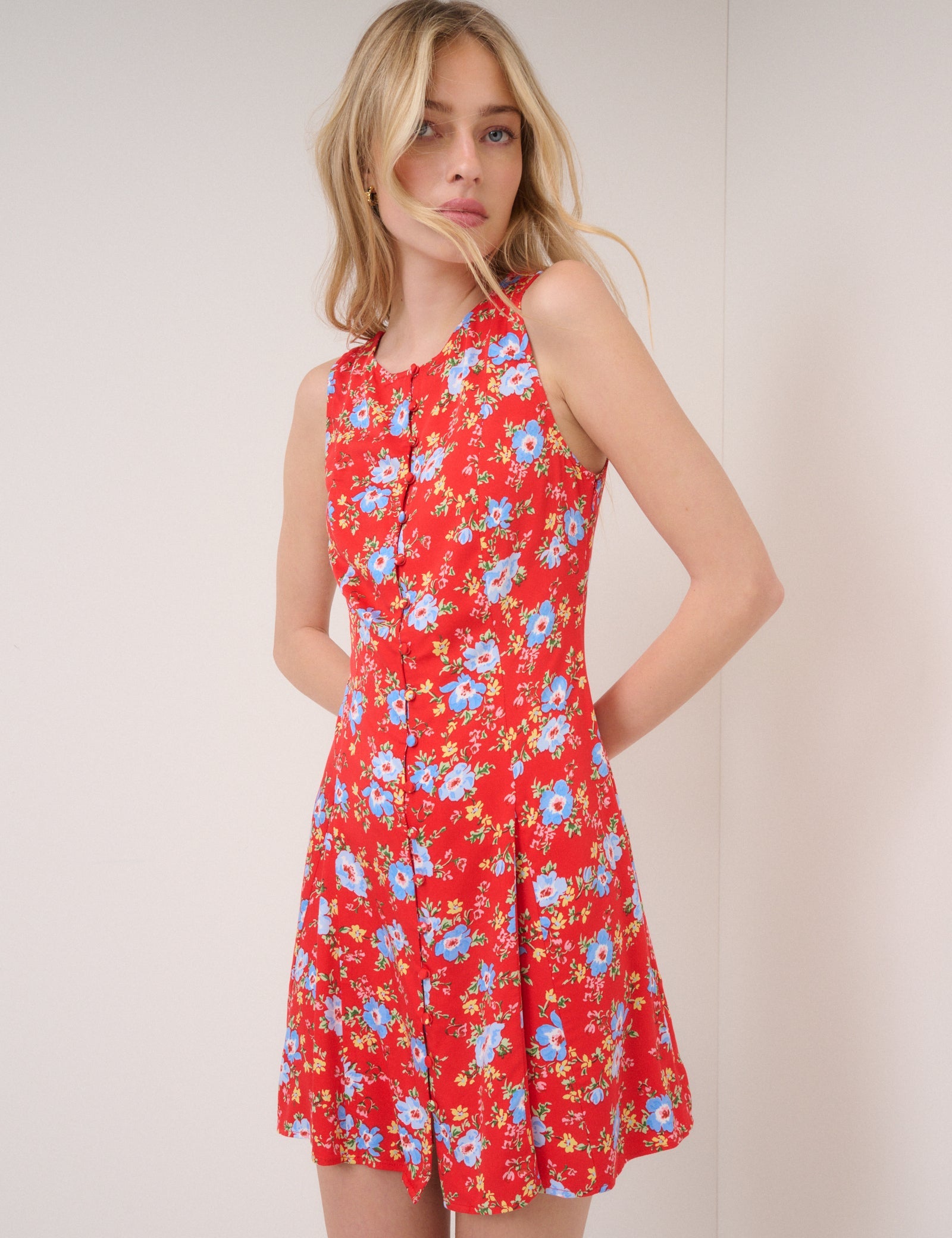 Red Floral Georgie Mini Dress