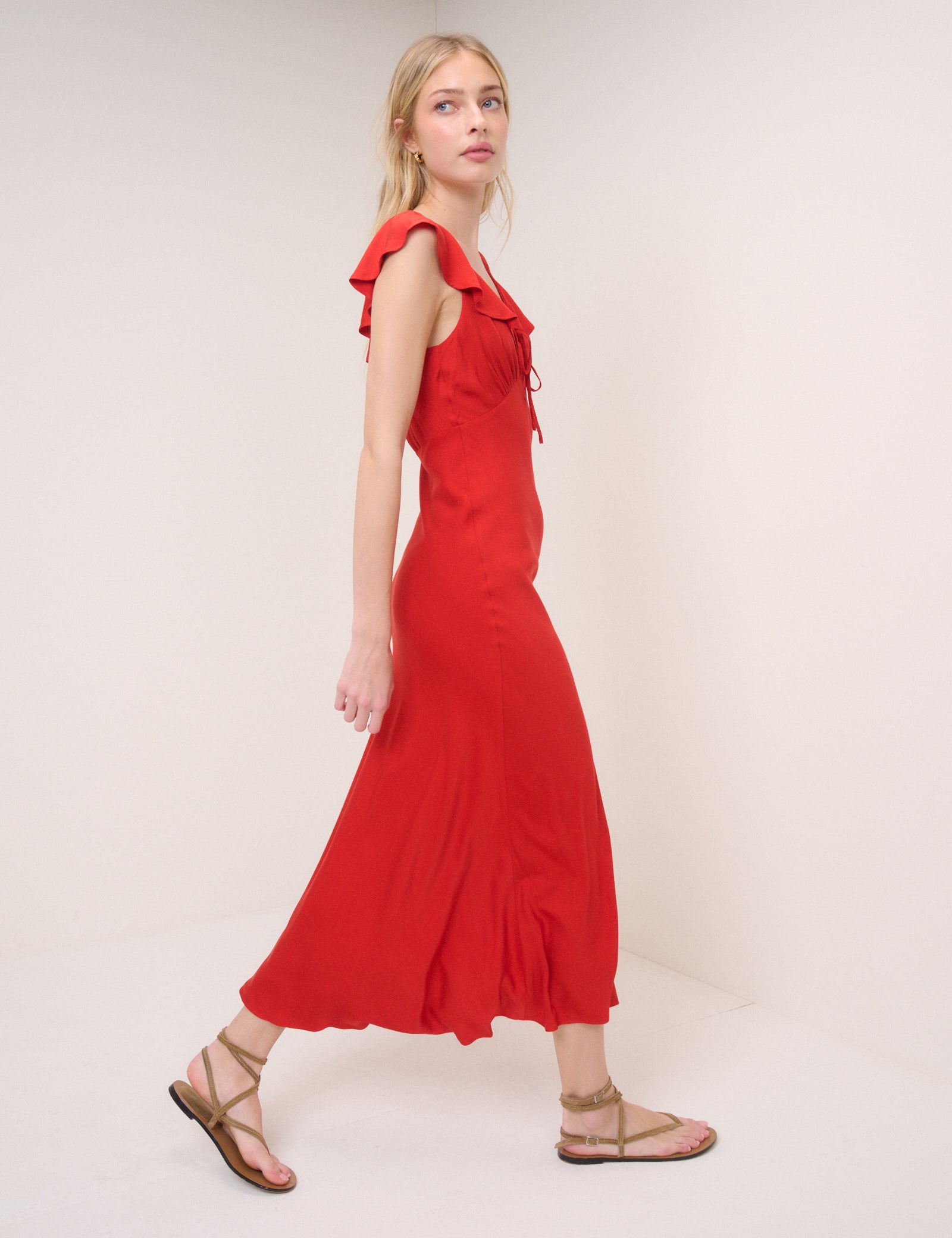 Red Cleo Midi Slip Dress