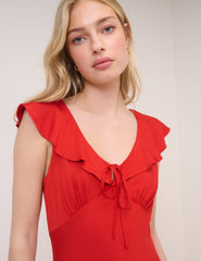 Red Cleo Midi Slip Dress