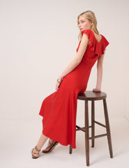 Red Cleo Midi Slip Dress