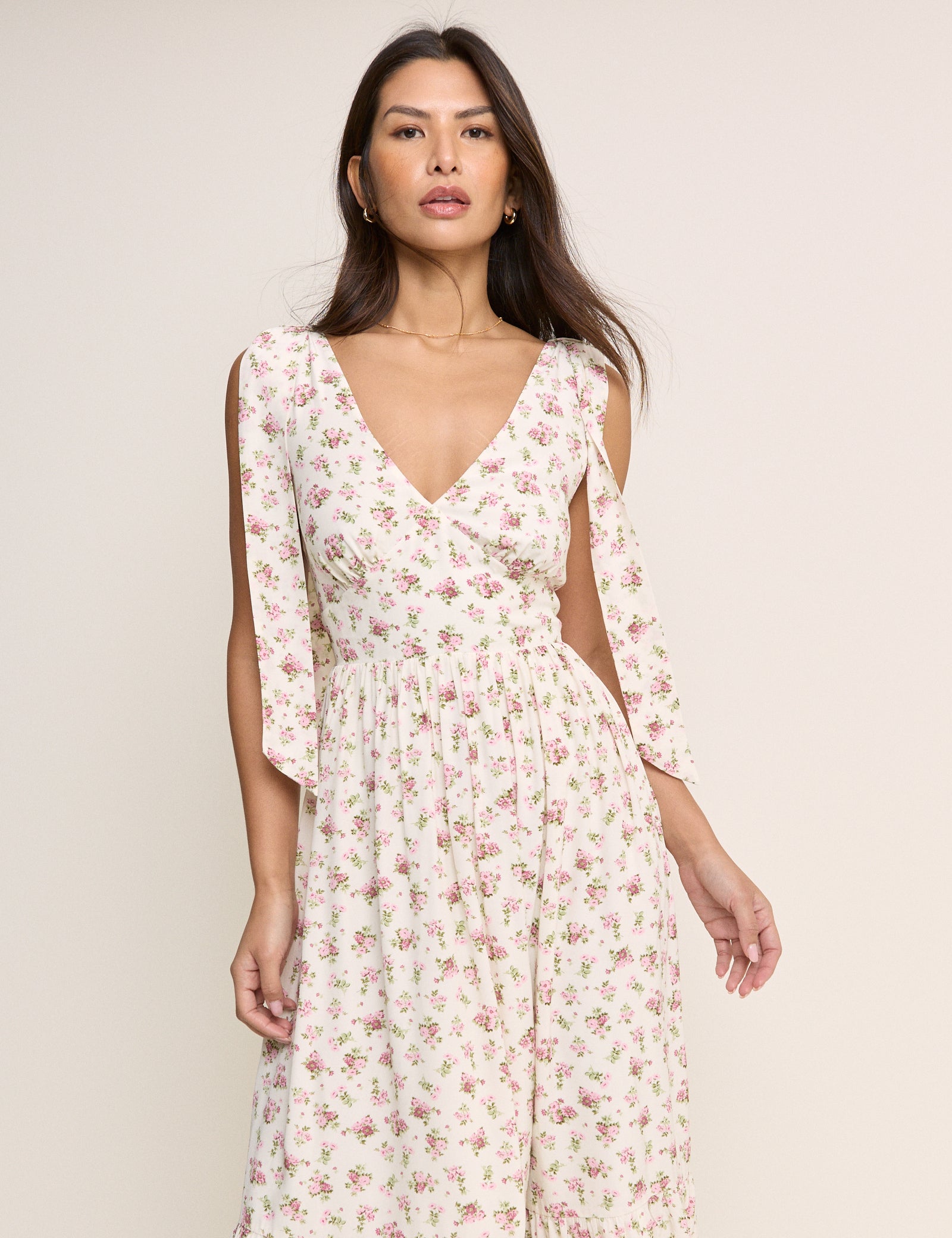 White Floral Coen Midi Dress