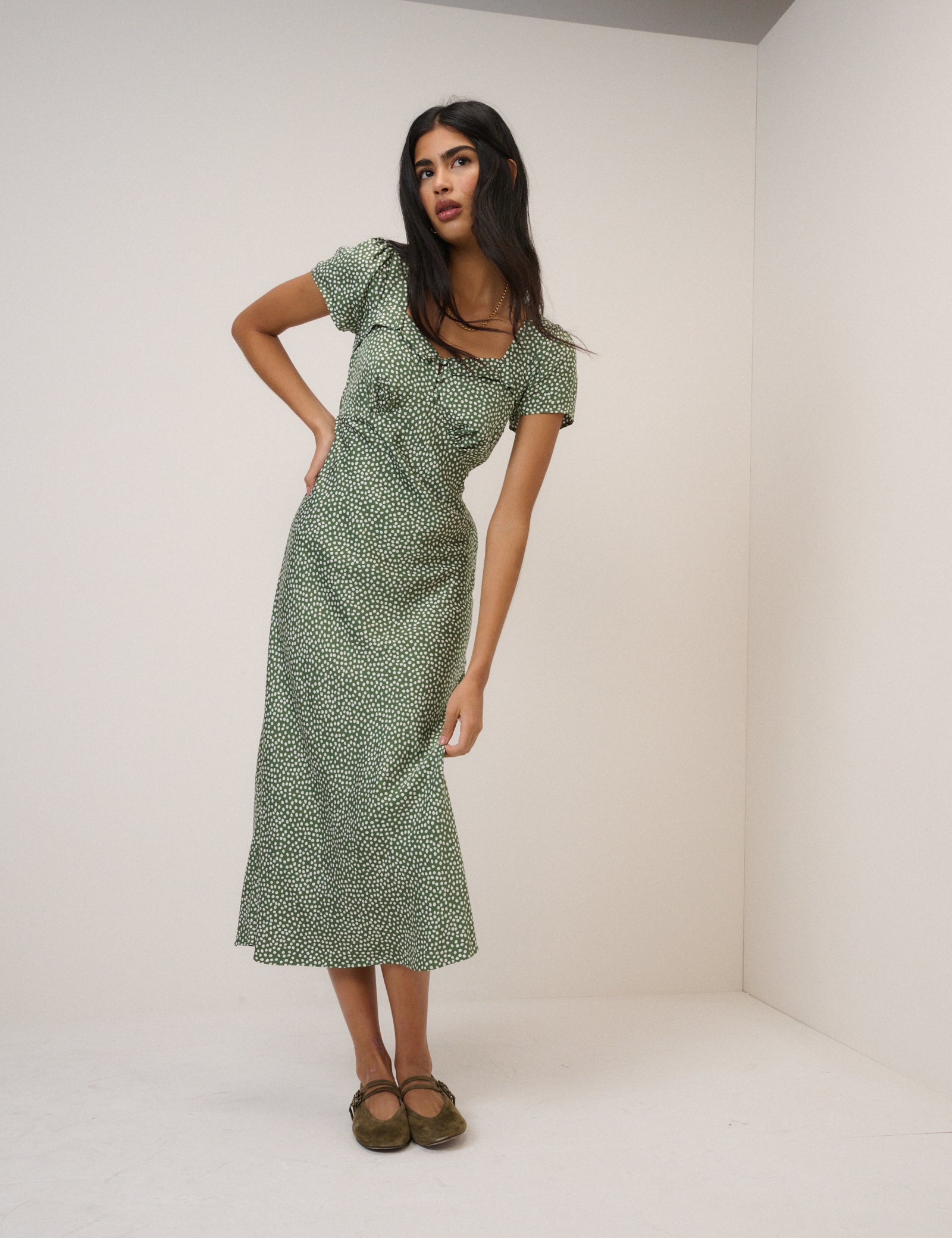 Green Suede Ballet Flats