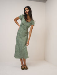 Green Spotty Tia Midi Dress