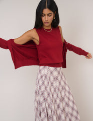 Red Crew Neck Knitted Vest