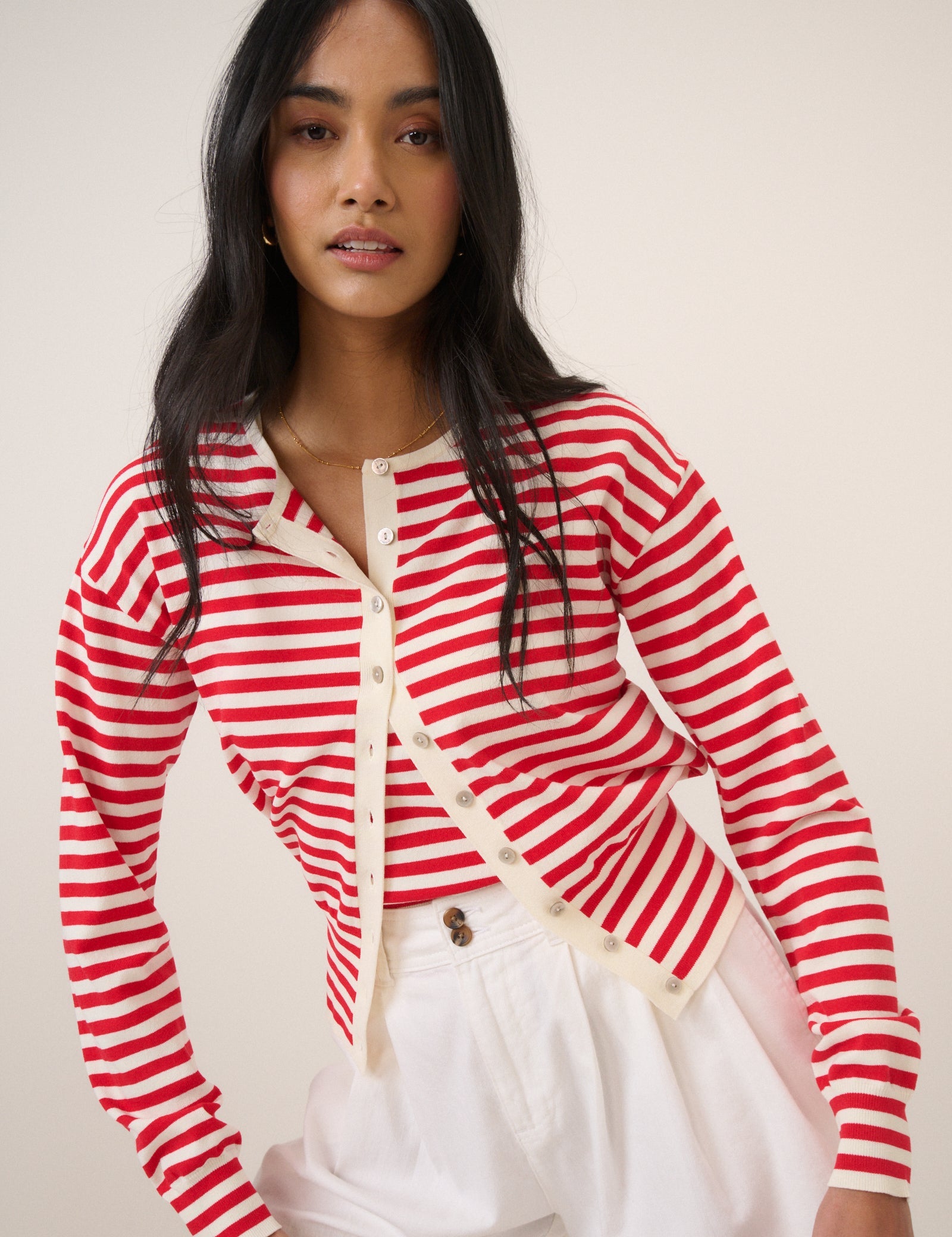 Red Striped Waisted Stripe Vest