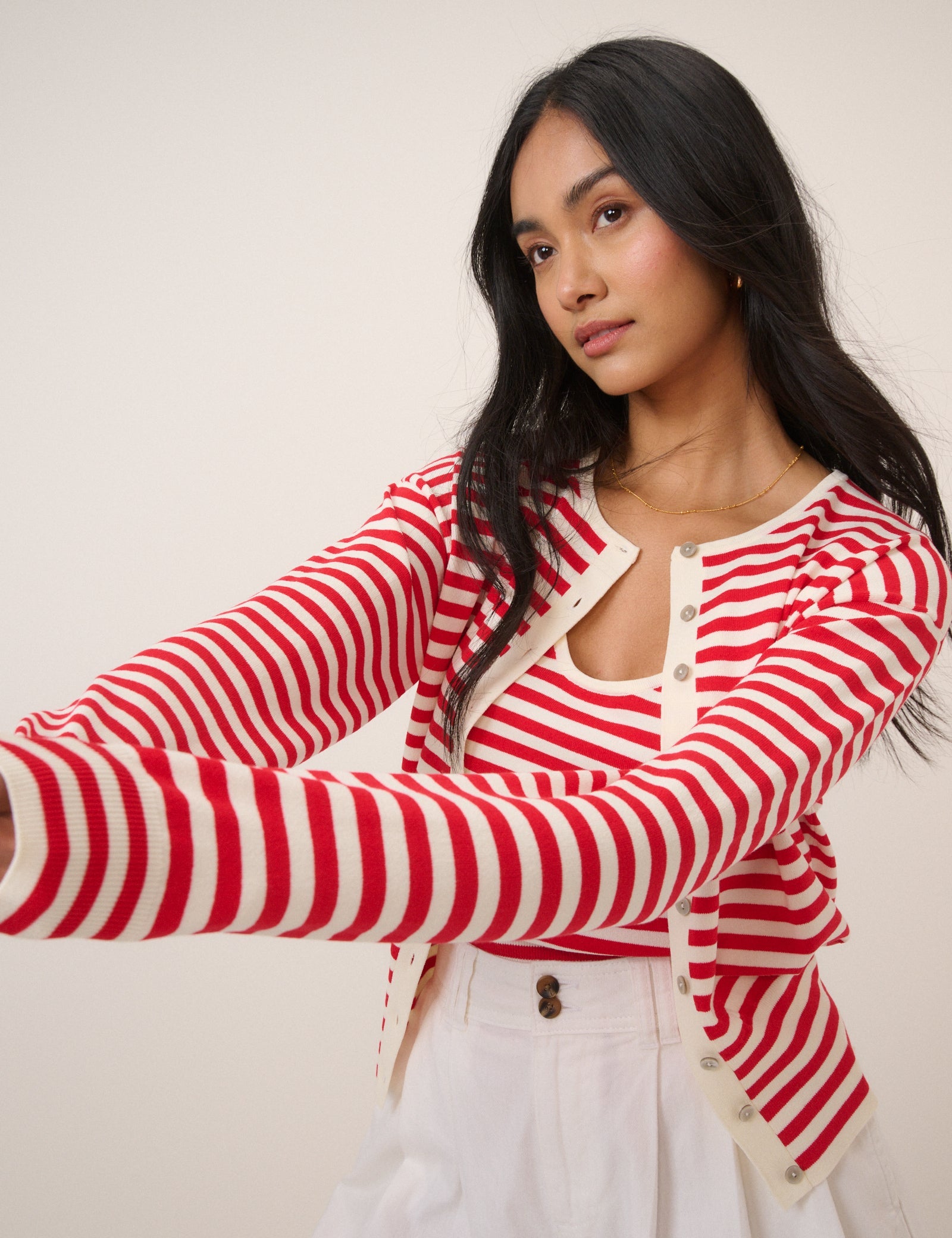 Red Striped Waisted Stripe Vest