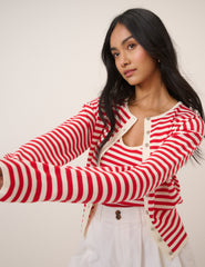 Red Striped Waisted Stripe Vest