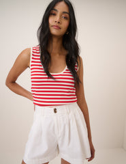 Red Striped Waisted Stripe Vest