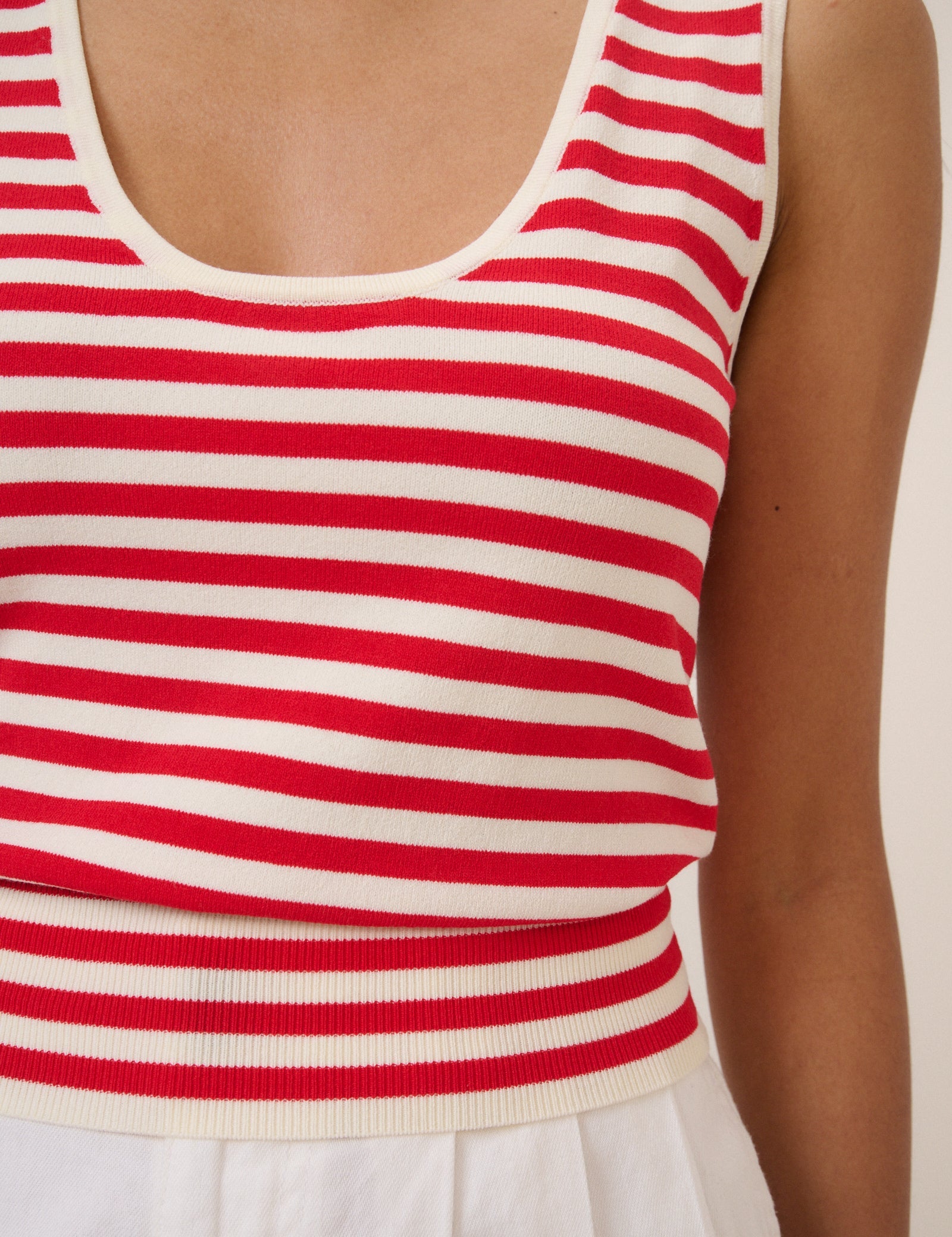 Red Striped Waisted Stripe Vest