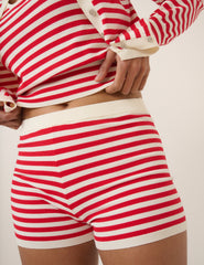 Red Stripe Fine Knit Shorts