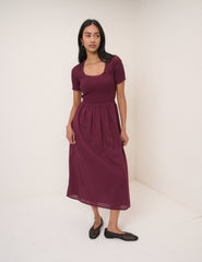 Burgundy Ruched Zita Midi Dress