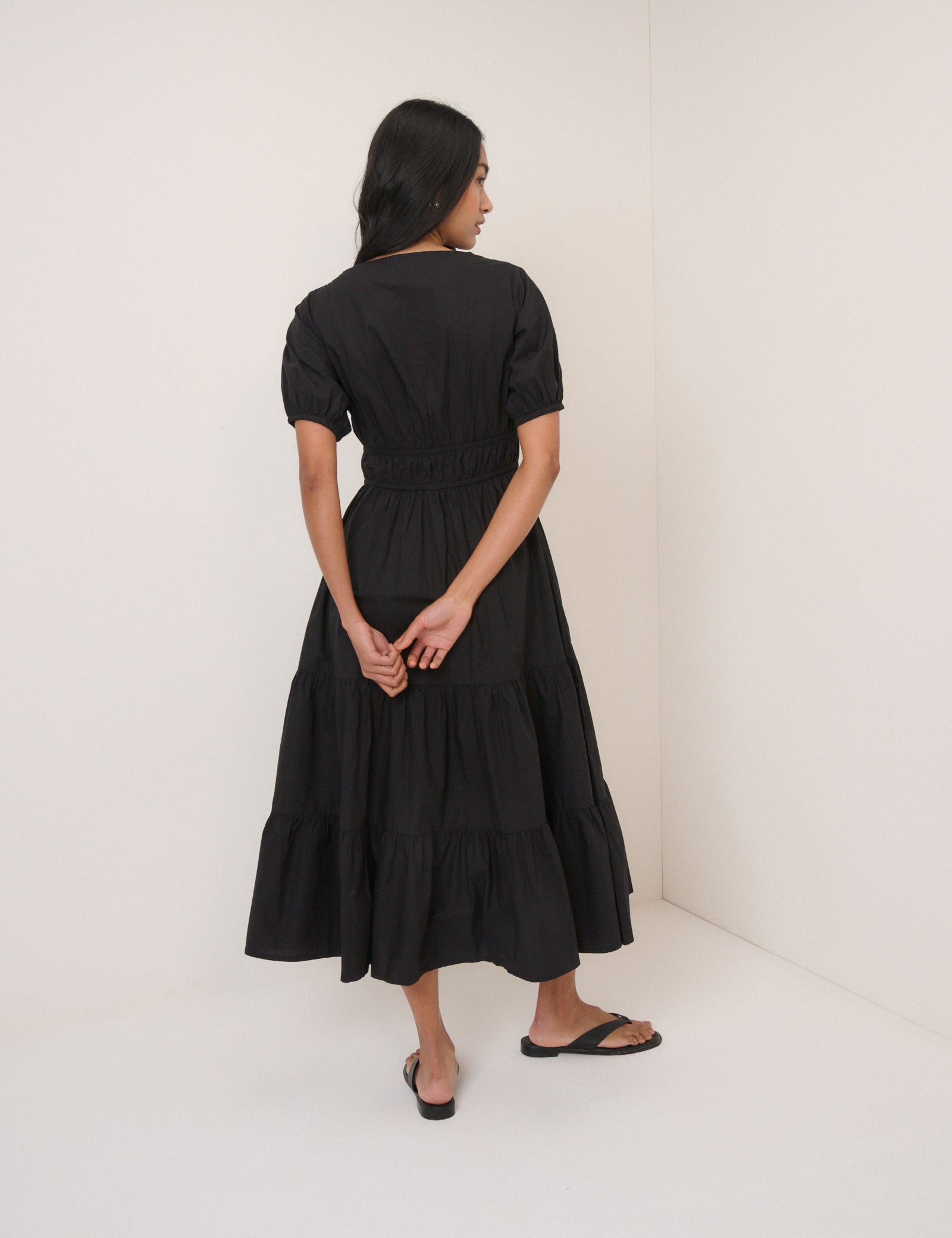 Black Tiered Madison Midi Dress