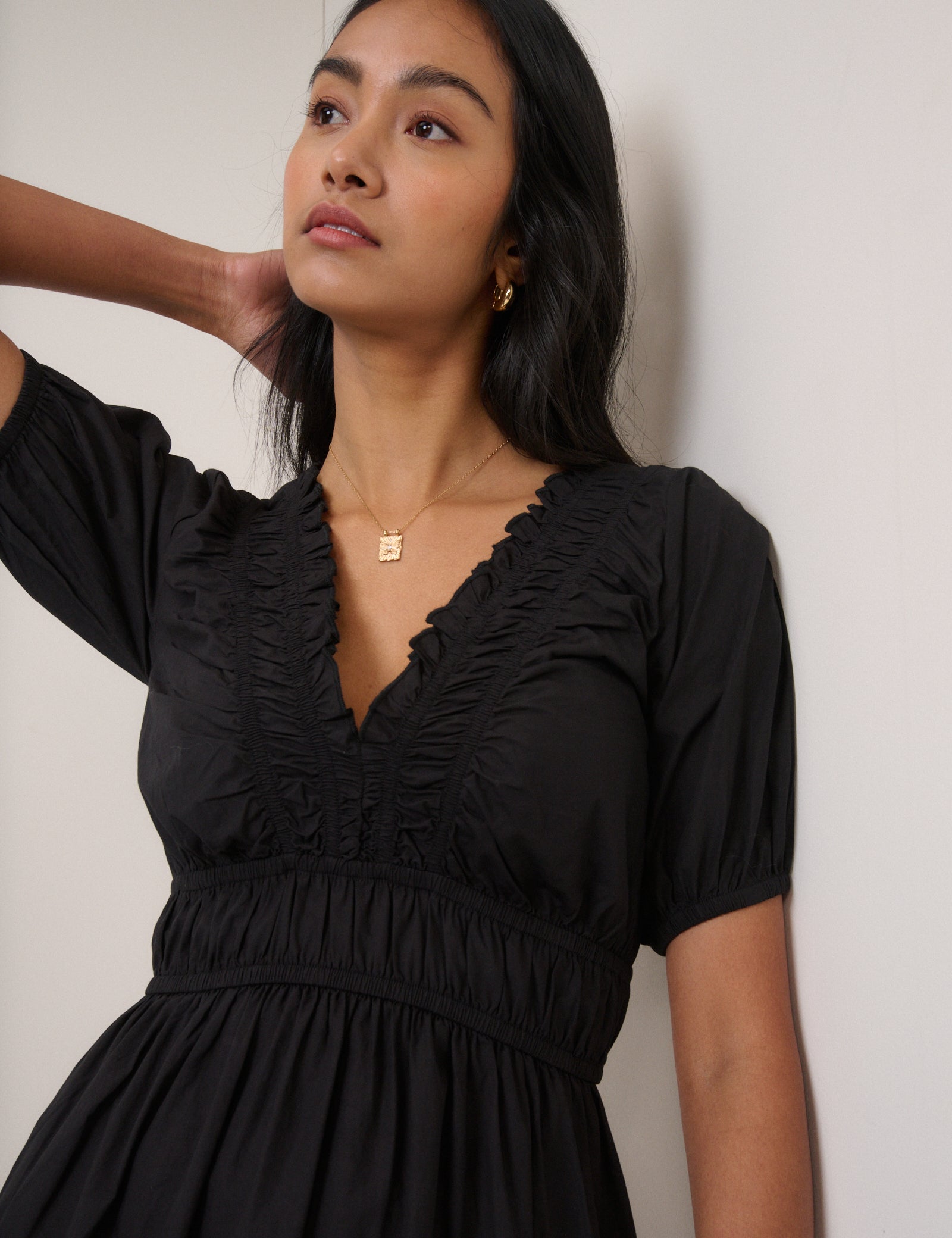 Black Tiered Madison Midi Dress