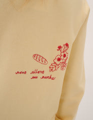 Butter Yellow Embroidered Placement Cardigan