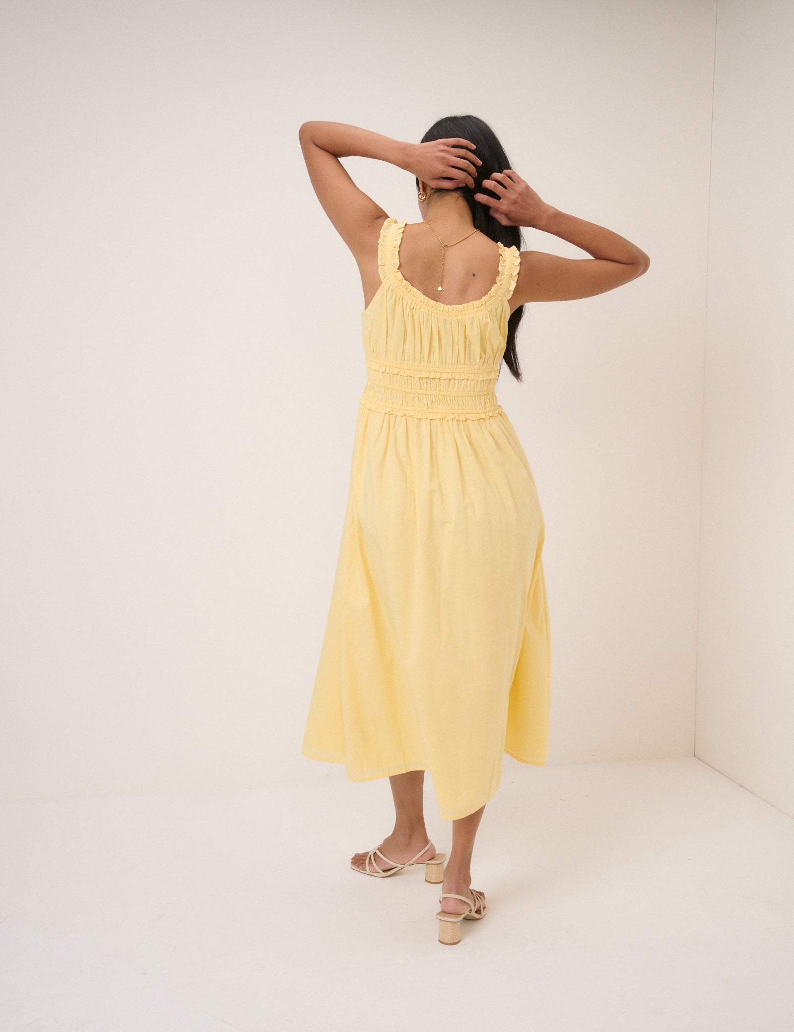 Butter Yellow Sleeveless Ariel Midi Dress